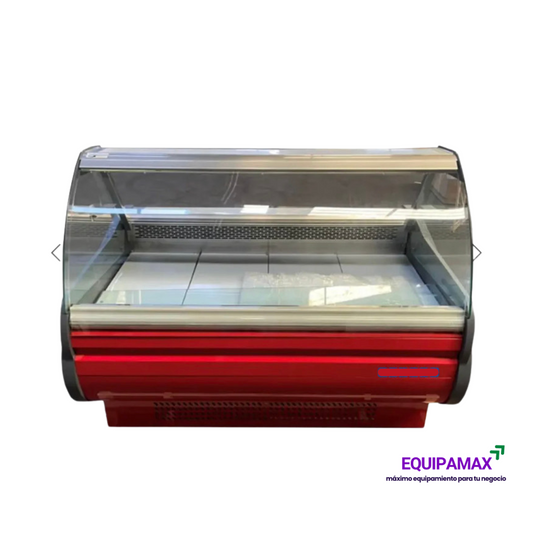VITRINA REFRIGERADA VIDRIO CURVO 1.5 MTS CON APERTURA FRONTAL Y DESHIELO AUTOMÁTICO