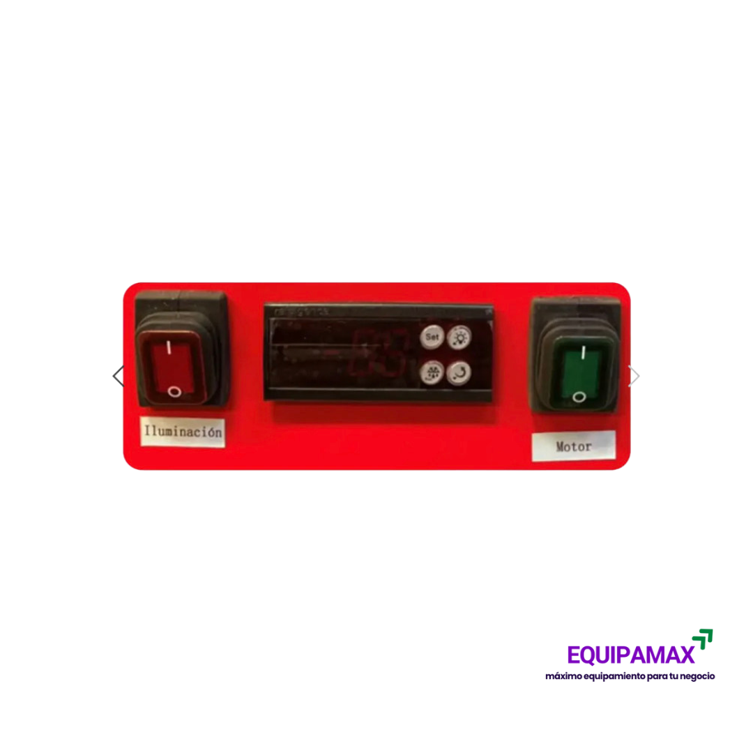 VITRINA REFRIGERADA VIDRIO CURVO 1.5 MTS CON APERTURA FRONTAL Y DESHIELO AUTOMÁTICO