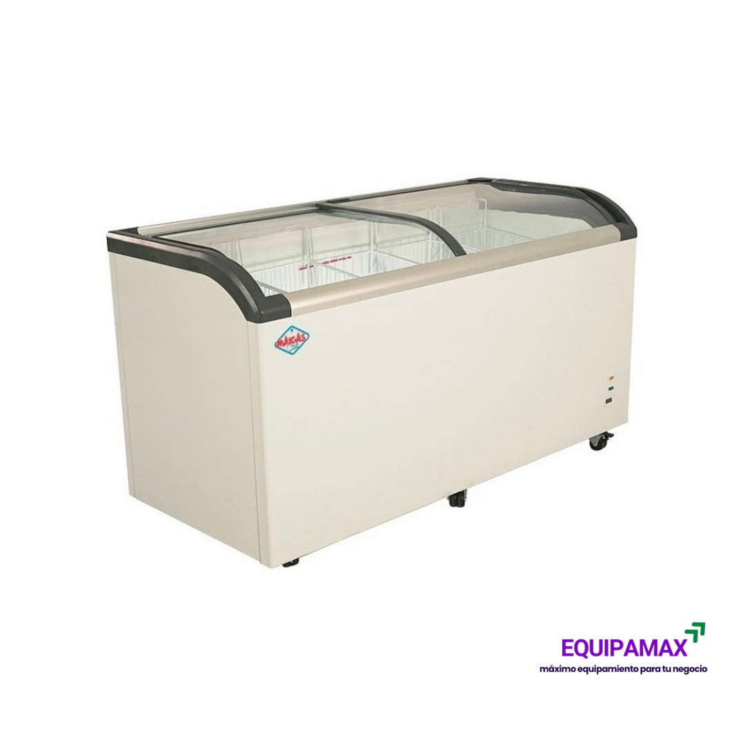 CONGELADOR ISLA 520L CON TAPA DE VIDRIO CURVO