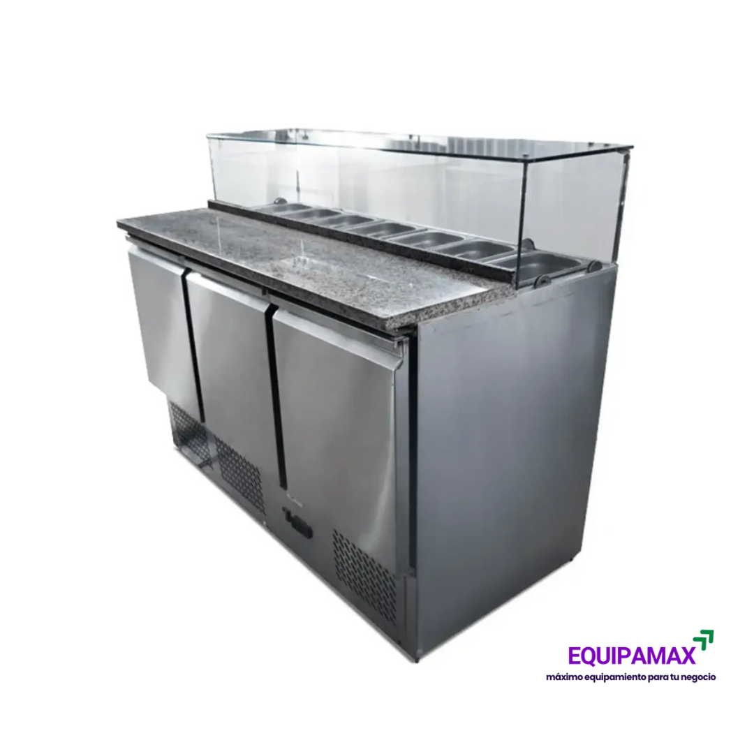 SALSERA REFRIGERADA 7 DEPÓSITOS CON CÚPULA DE VIDRIO