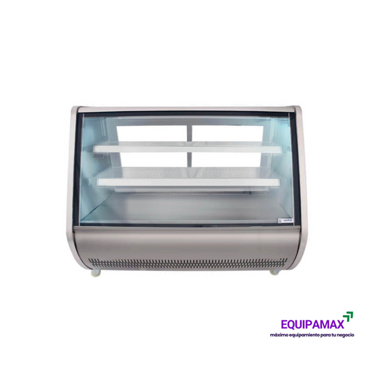 VITRINA PASTELERA  PANORAMICA ACERO INOXIDABLE 1.5 mts.